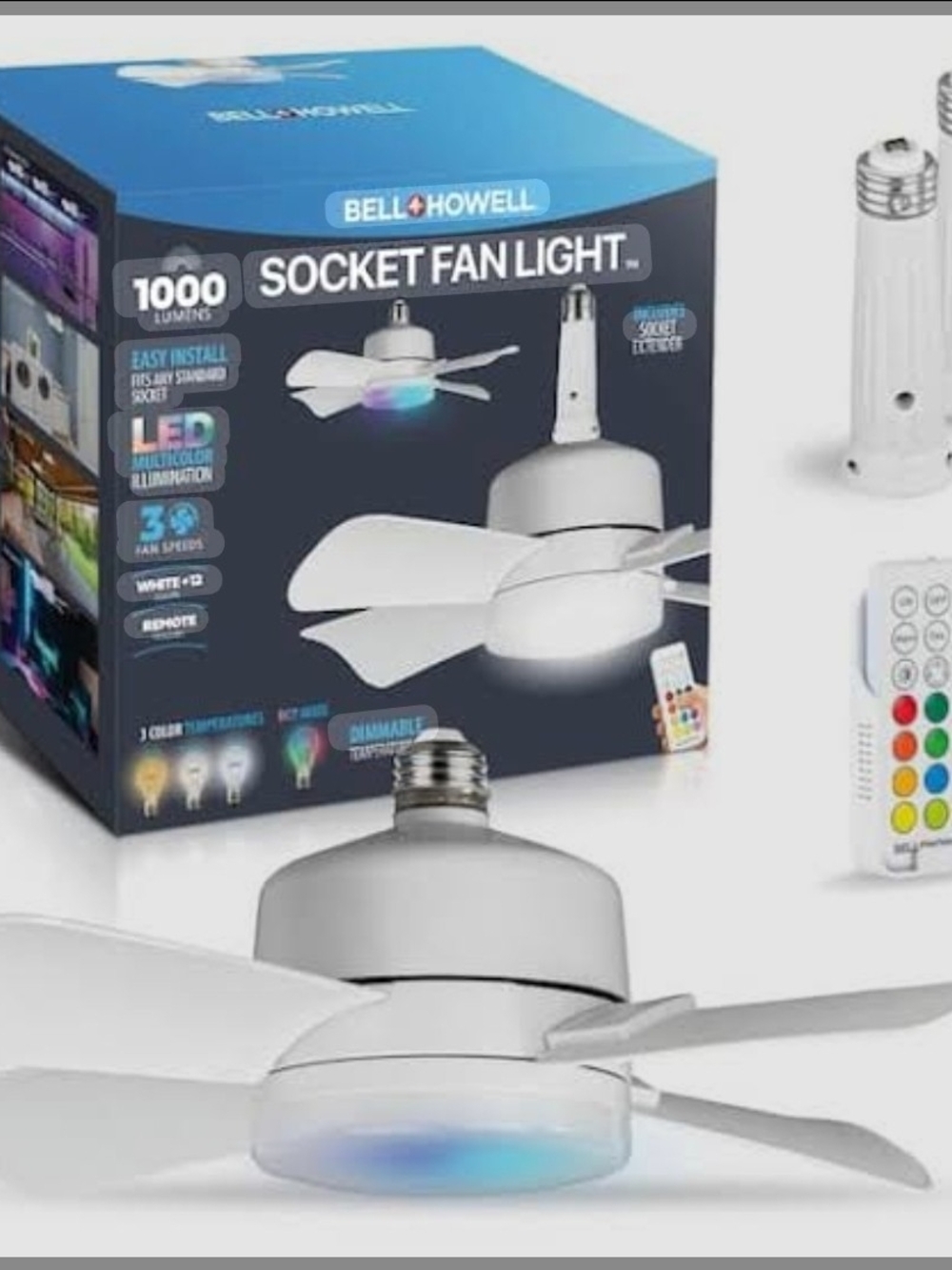Modern White LED Ceiling Fan Light - 3 Brightness Settings
